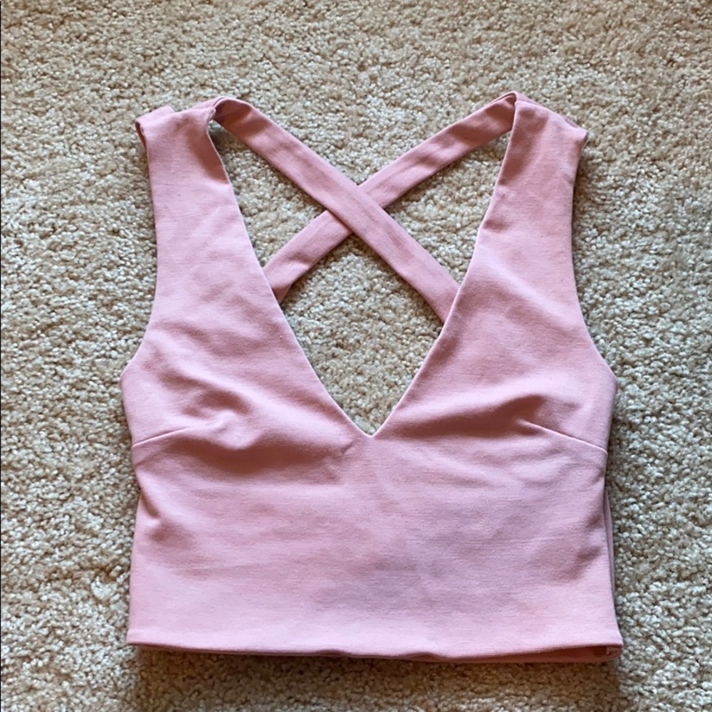 Fashion Nova Pink Crisscross Crop Top